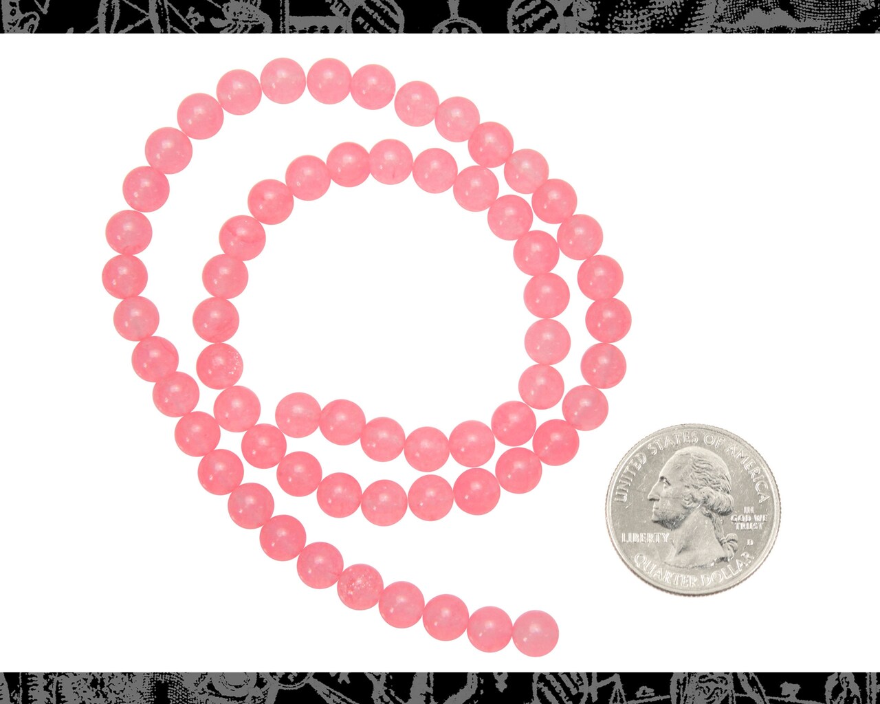 Medium Bright Pink 6mm Round Chalcedony Beads - One Strand Bead-B49